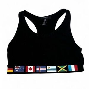 Forever 21 Black Sports Bra with Flag Accents